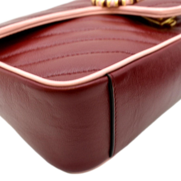 GUCCI GG Marmont Matelasse Leather Shoulder Bag Red 443497
