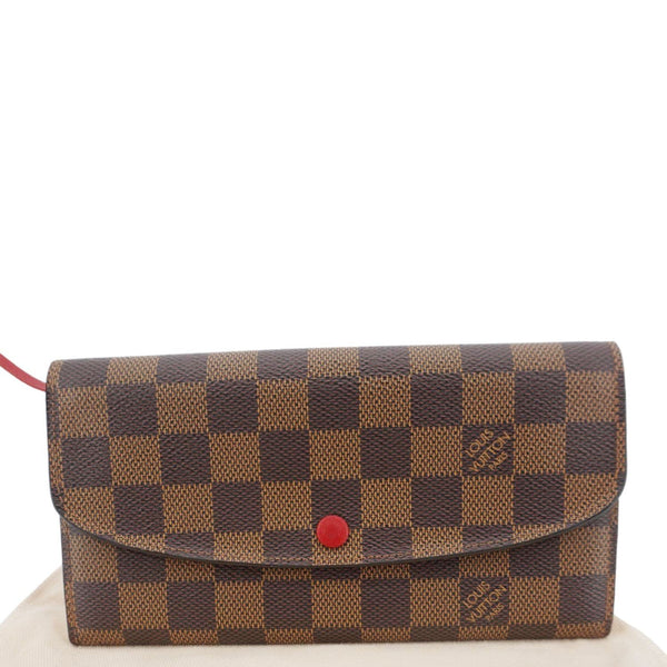 LOUIS VUITTON Emilie Damier Ebene Wallet Brown