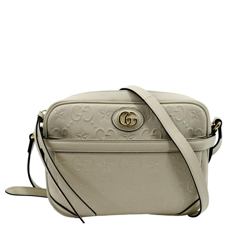 GUCCI GG Star Leather Crossbody Bag Beige 675776