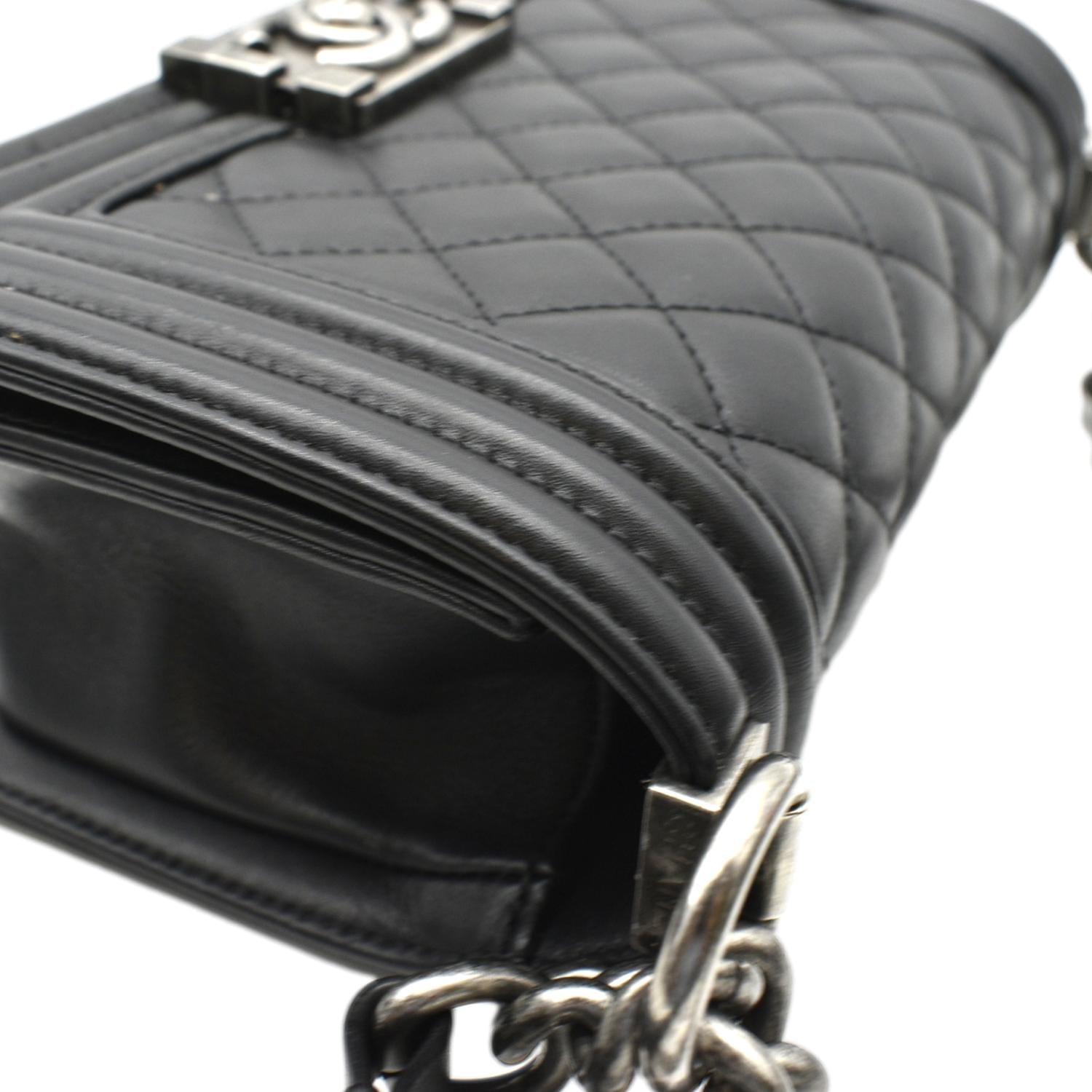 Chanel So Black Lambskin Quilted Small Boy Flap Bag