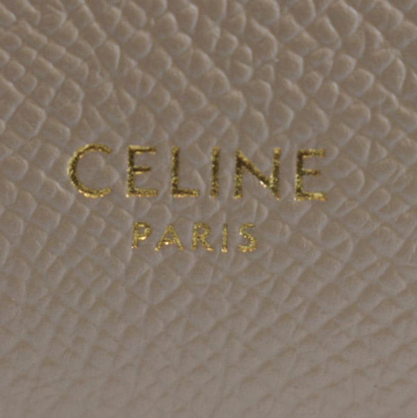 CELINE Mini Belt Grained Leather 2Way Shoulder Bag Taupe