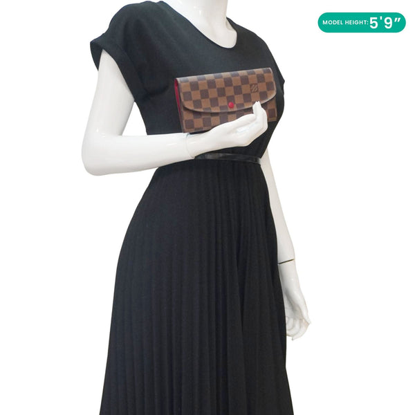 LOUIS VUITTON Emilie Damier Ebene Wallet Brown