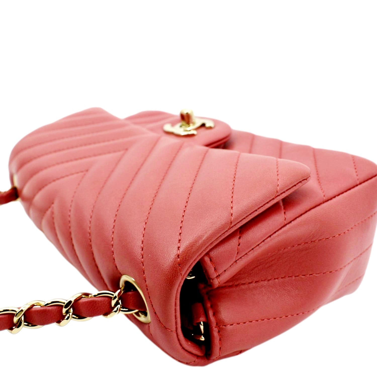 Chanel Pink Chevron Rectangular Mini Flap Bag