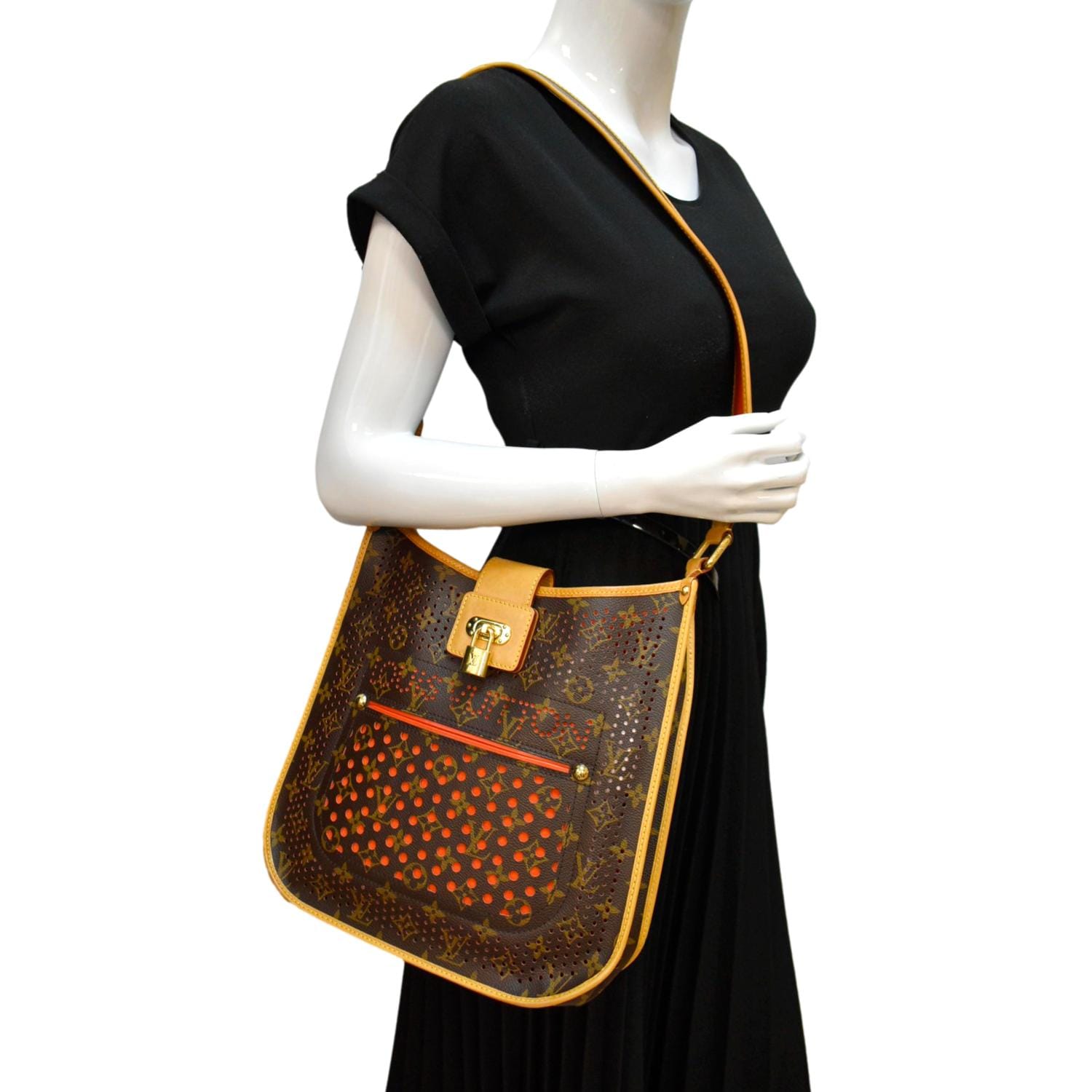 LOUIS VUITTON Perforated Musette Monogram Canvas Crossbody Bag Brown