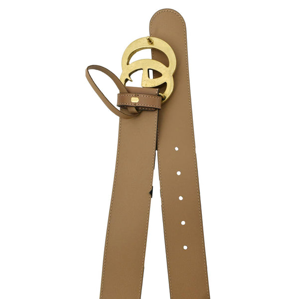 GUCCI Double G Buckle Leather Belt Size 100.40 Tan 400593