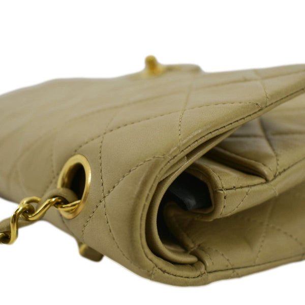 CHANEL Classic Double Flap Leather Shoulder Bag Beige
