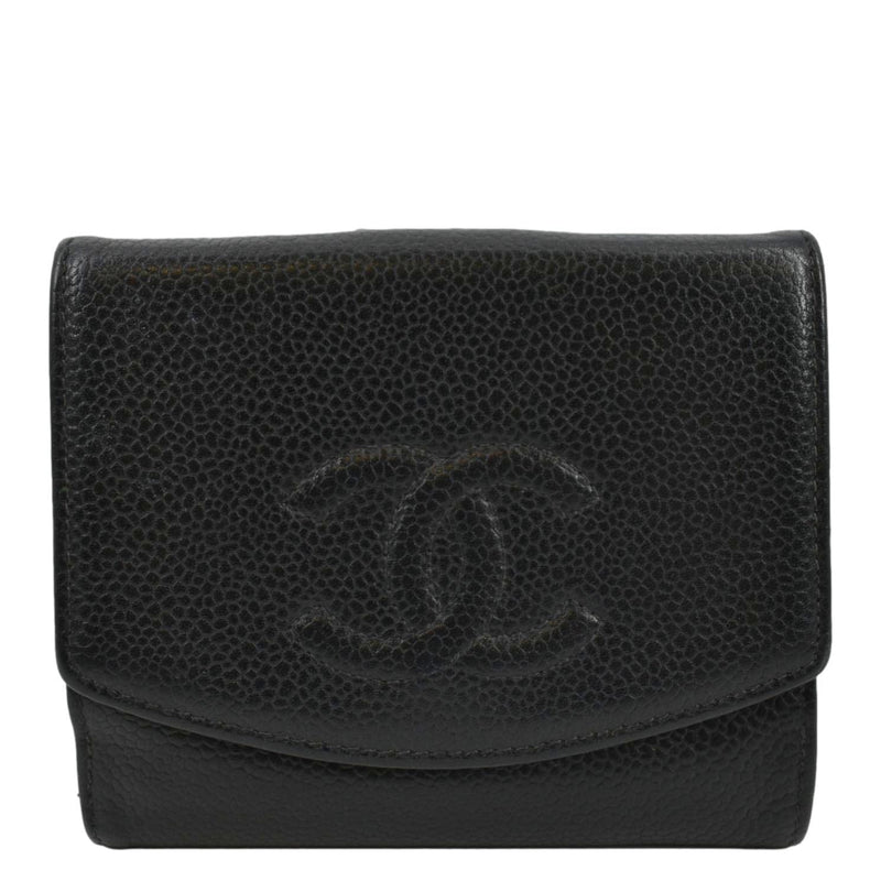 CHANEL Timeless CC Flap Caviar Leather Wallet Black
