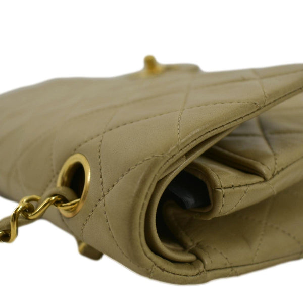 CHANEL Classic Double Flap Leather Shoulder Bag Taupe