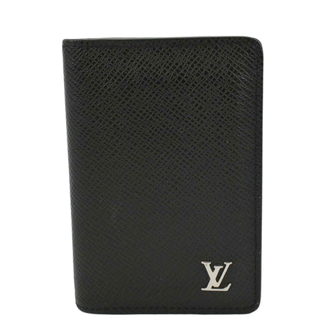 LOUIS VUITTON Taiga Leather Pocket Organizer Zippy Wallet Black