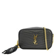 YVES SAINT LAURENT Lou Chevron Leather Camera Crossbody Bag Black