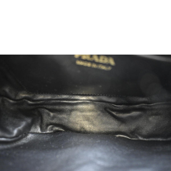 PRADA Arque Leather Shoulder Bag Black