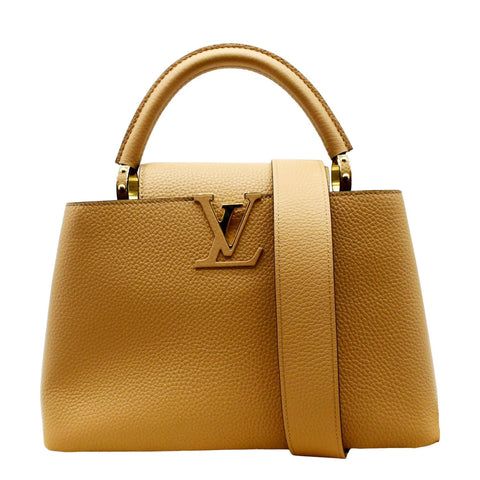 LOUIS VUITTON Capucines MM Taurillon Leather Satchel Bag Golden