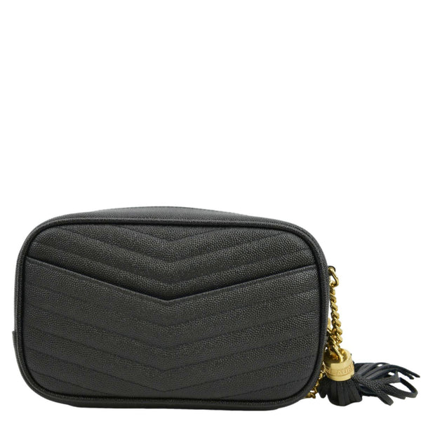 YVES SAINT LAURENT Lou Chevron Leather Camera Crossbody Bag Black