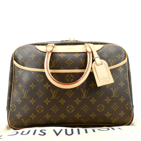 LOUIS VUITTON Deauville Boston Monogram Canvas Satchel Bag Brown