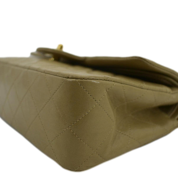 CHANEL Classic Double Flap Leather Shoulder Bag Taupe