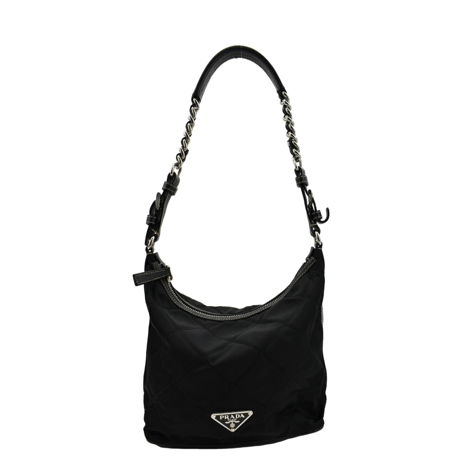 Prada Hobo Mini Quilted Black Nylon Shoulder Bag