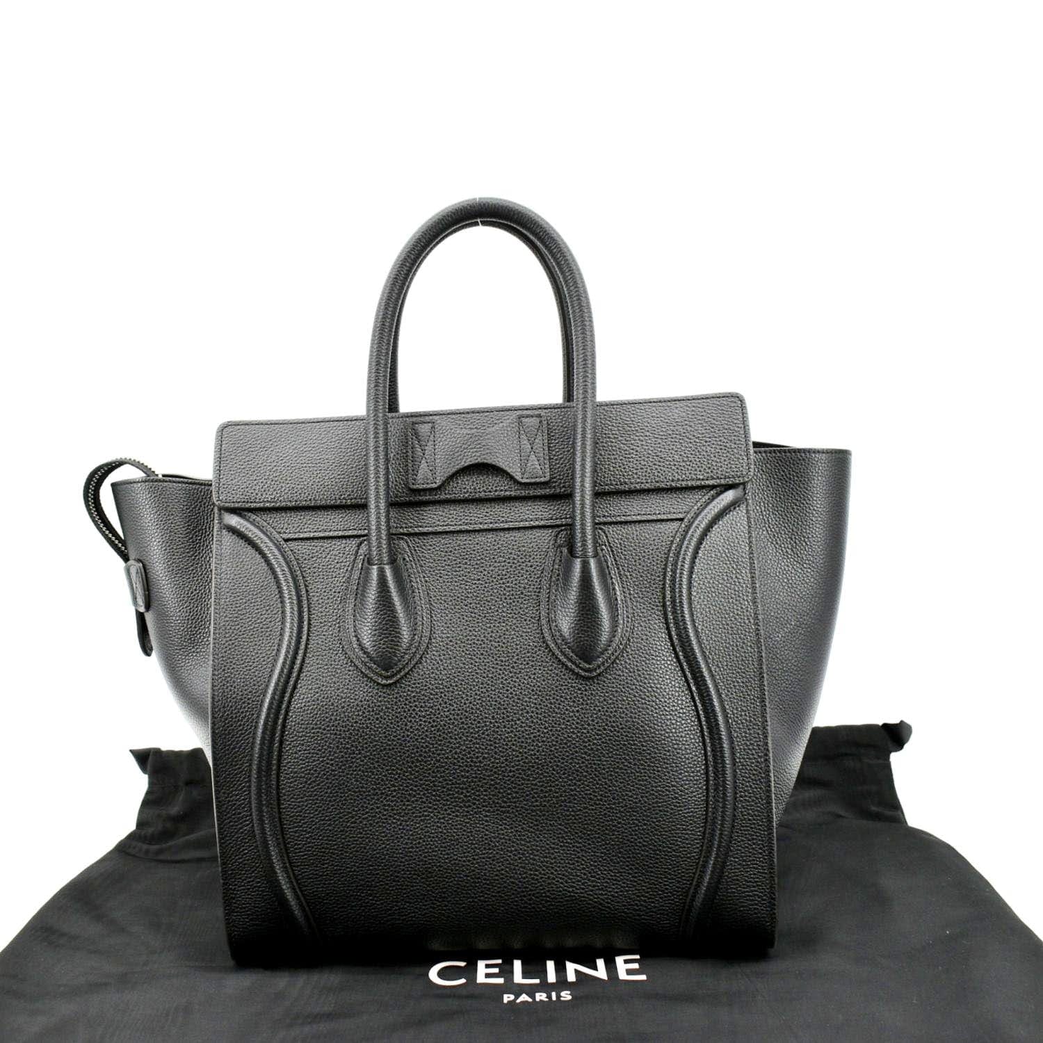 Authentic Celine Brand New Grey Leather Micro Luggage Tote Bag Size Large