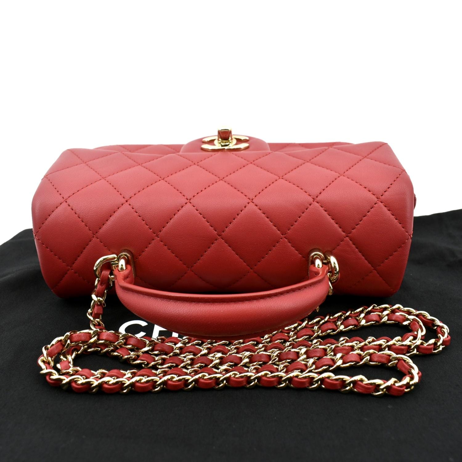 red chanel flap bag with top handle