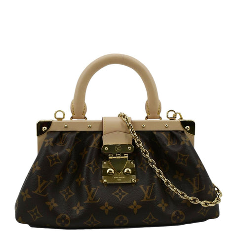 LOUIS VUITTON Monogram Canvas Clutch Shoulder Bag Brown