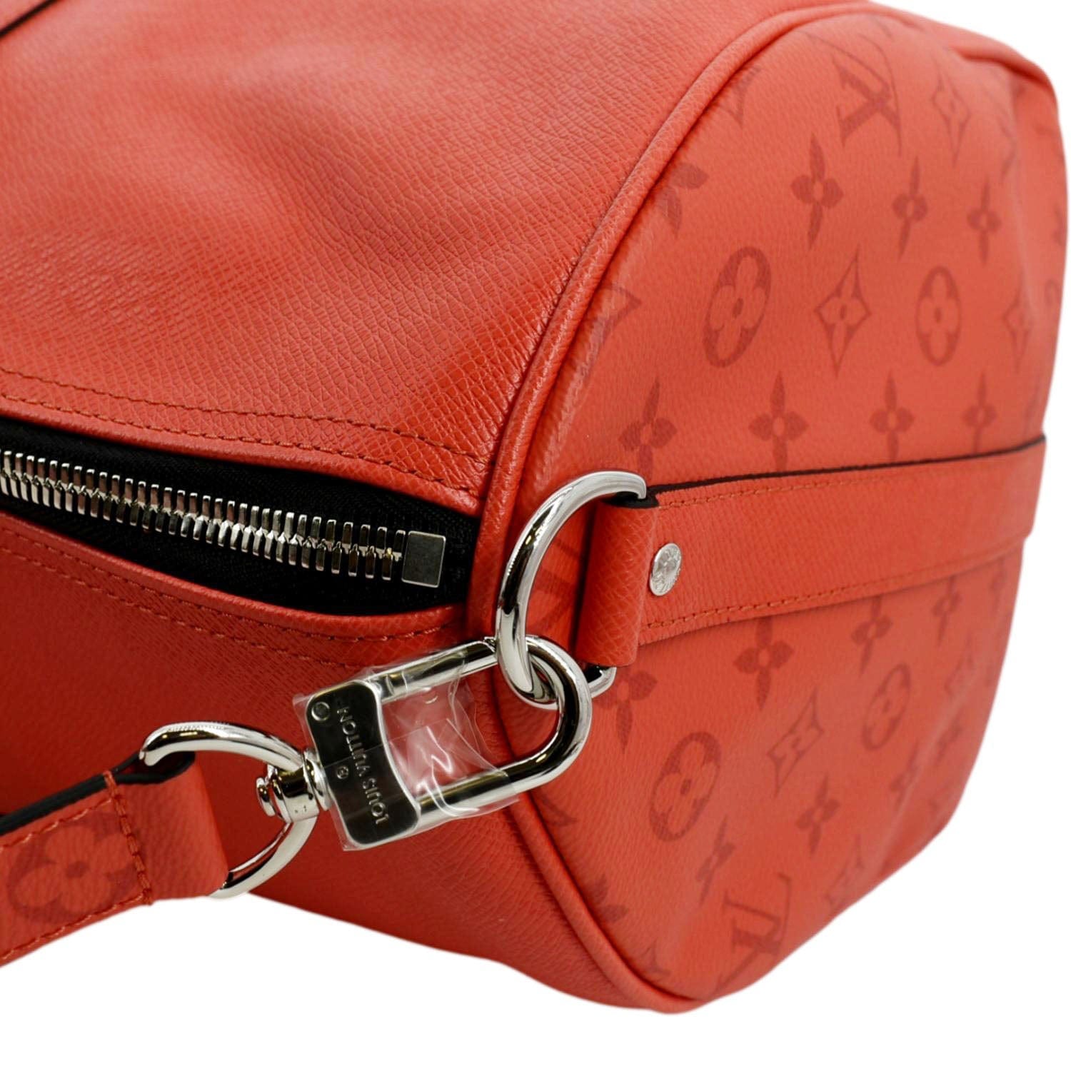 Louis Vuitton Fiery Red Taiga Leather Keepall Bandouliere 50 DuffleBag  Authentic