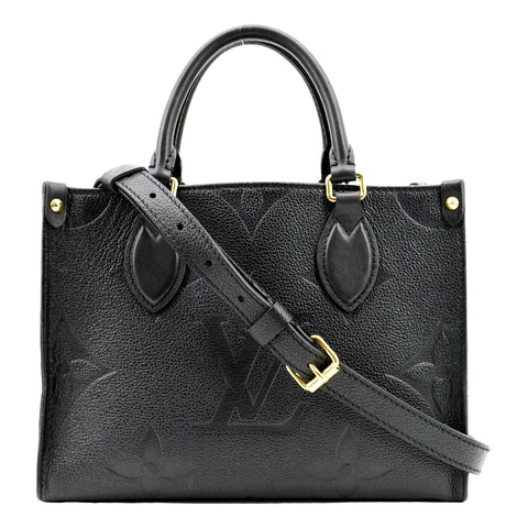 LOUIS VUITTON Onthego PM Monogram Empreinte Tote Shoulder Bag Black