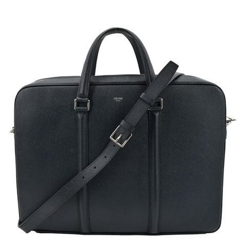 CELINE Grained Calfskin Leather Crossbody Briefcase Bag Navy Blue