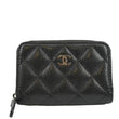 CHANEL Zip Around small Quilted Caviar Leather Wallet Black