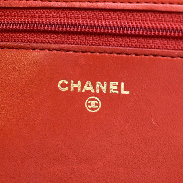 CHANEL Boy Woc Quilted Calfskin Leather Wallet On Chain Clutch Bag Red