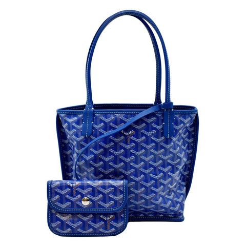 GOYARD Anjou Mini Goyardine Canvas Shoulder Bag Blue