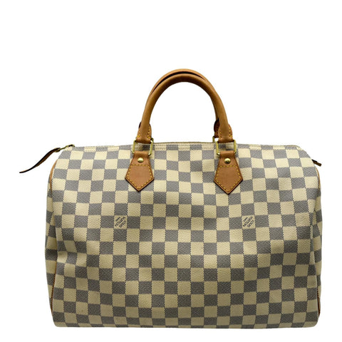 LOUIS VUITTON Speedy 35 Damier Azur Satchel Bag White
