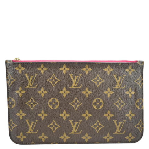 LOUIS VUITTON  Neverfull Monogram Canvas Pochette Wristlet Pouch Fuchsia