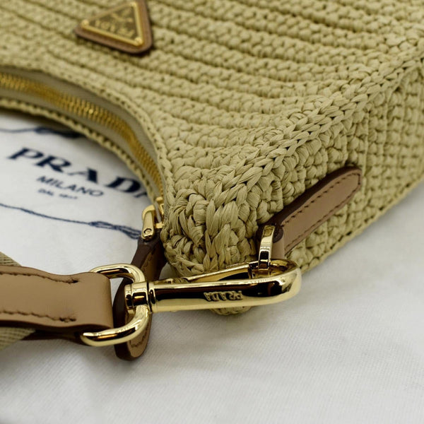 PRADA Re-Edition 2005 Raffia Shoulder Bag Beige