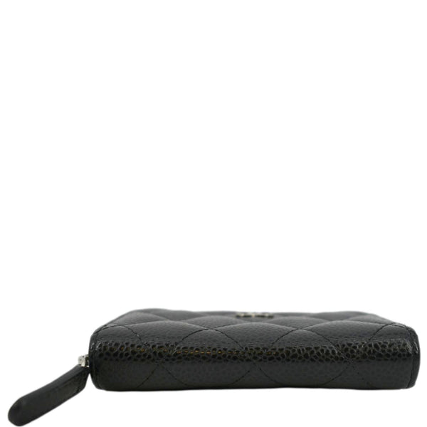 CHANEL Zip Around small Quilted Caviar Leather Wallet Black