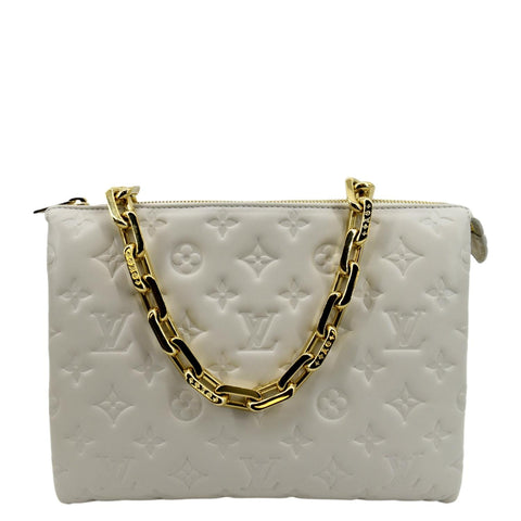 LOUIS VUITTON Coussin PM Monogram Embossed Shoulder Bag Creme