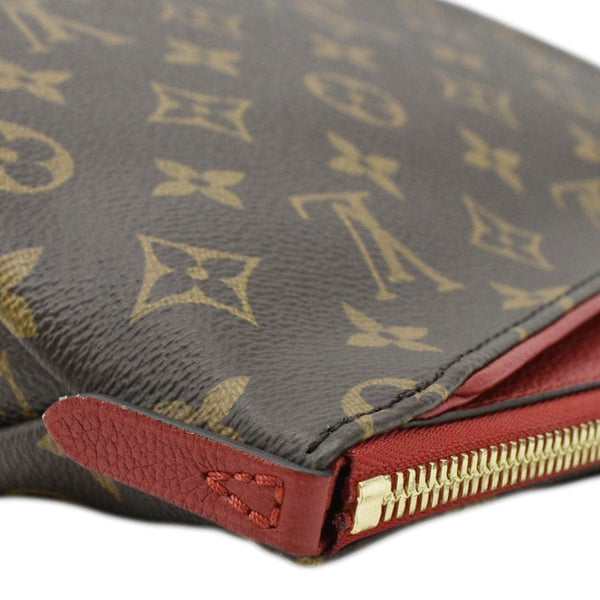 LOUIS VUITTON Monogram Canvas Pouch Cherry Red upper left corener look