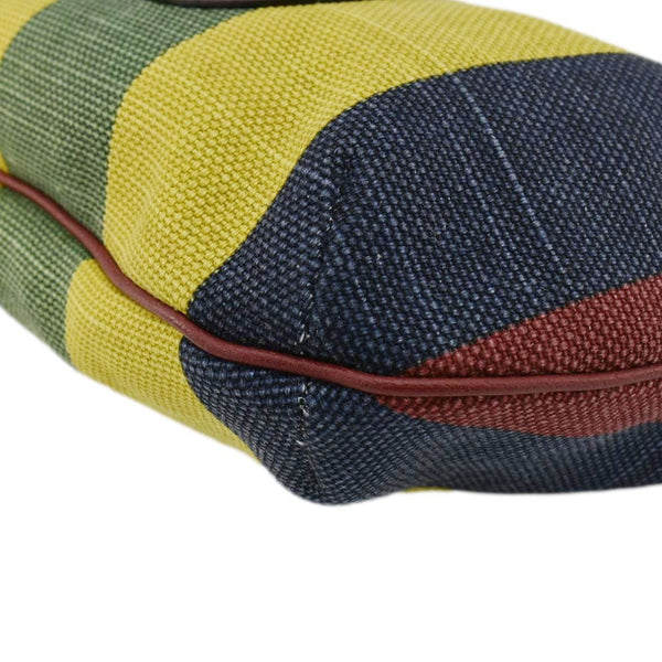 GUCCI Baiadera Stripe Script Logo Half Moon Canvas Shoulder Bag Multicolor 626422