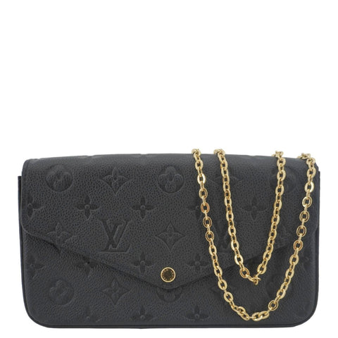 LOUIS VUITTON Felicie Pochette Empreinte Leather Crossbody Bag Black