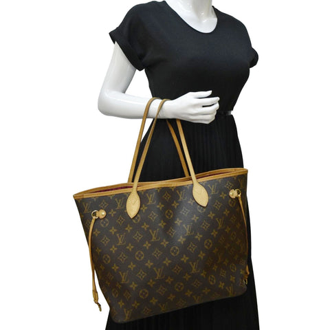LOUIS VUITTON Neverfull MM Monogram Canvas Tote Bag Brown