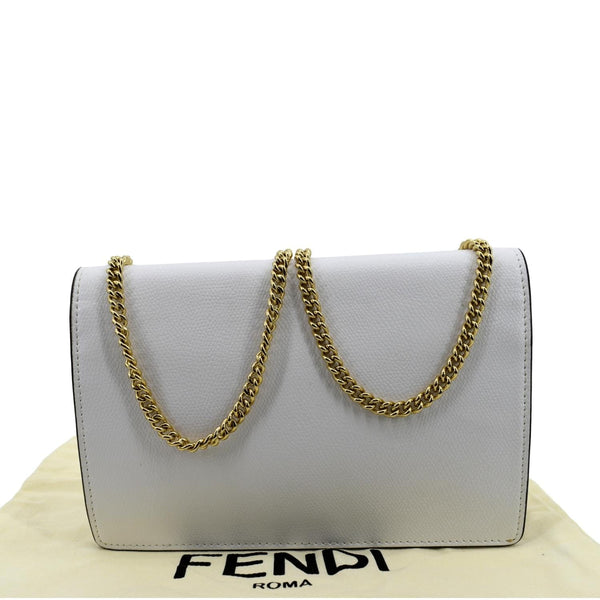 FENDI F Envelope Wallet on Chain Leather Crossbody Bag White