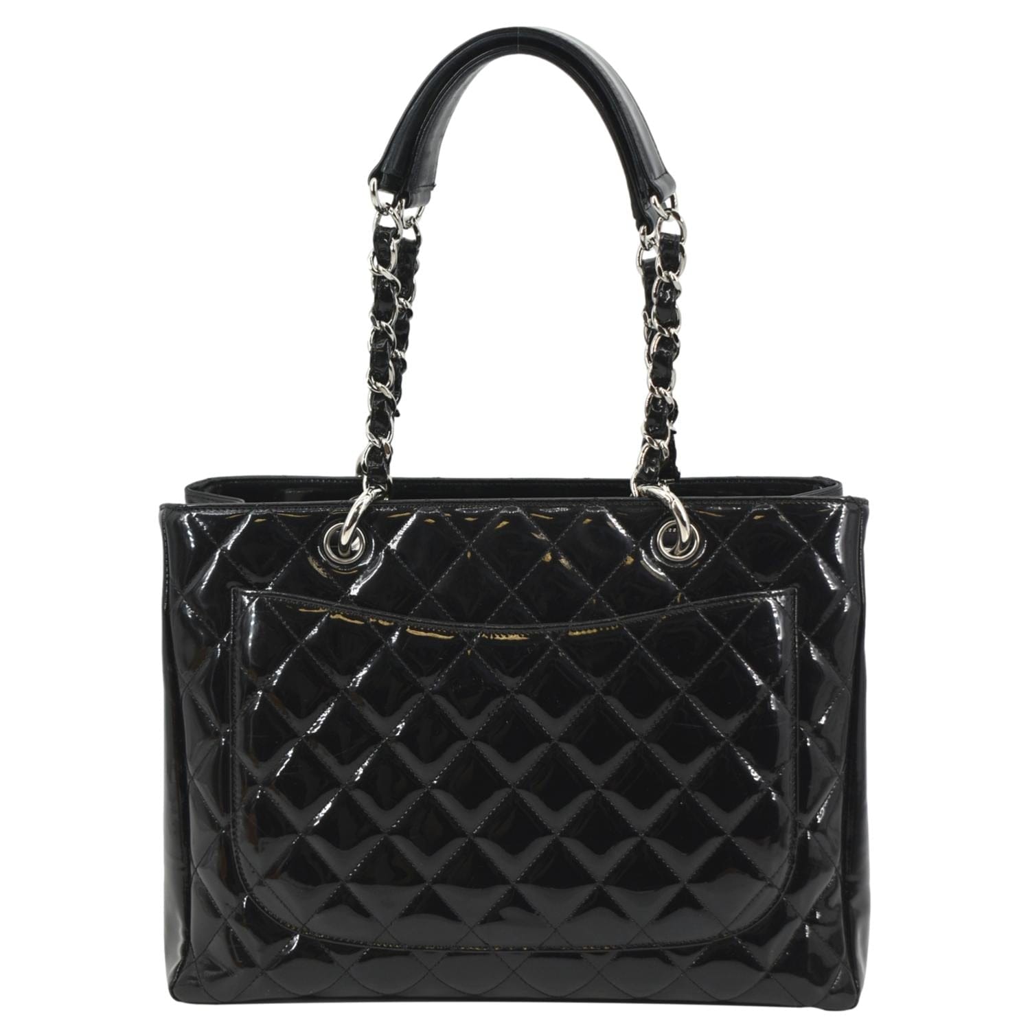 CHANEL Grand Shopping Patent Leather GST Tote Bag Black