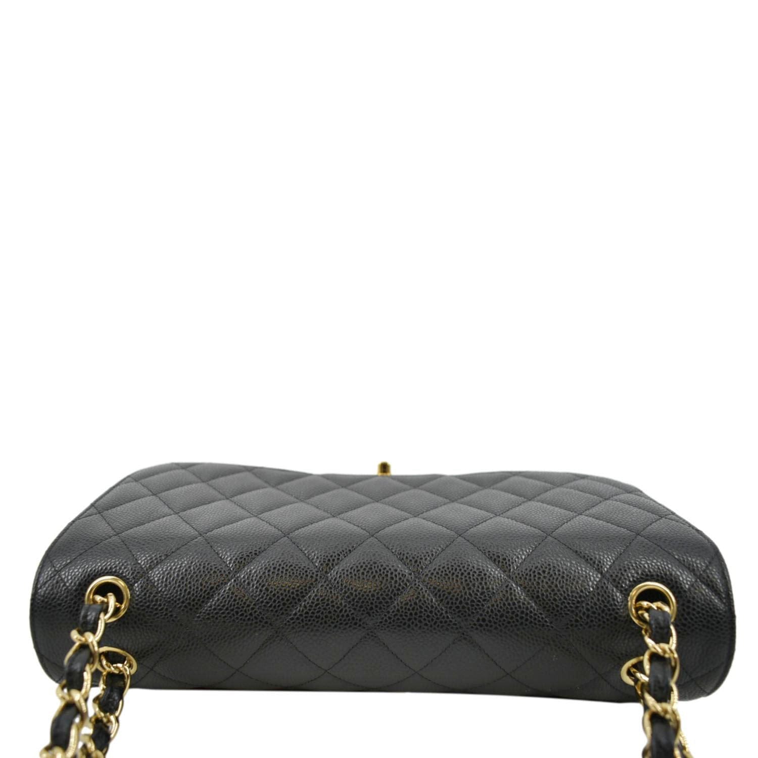 Chanel Black Quilted Caviar Medium Double Classic Flap Gold Chain Bag  1014c25