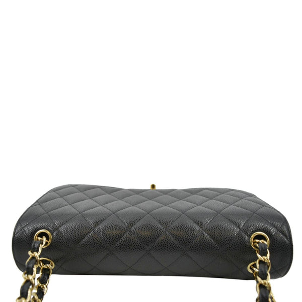 CHANEL Classic Medium Double Flap Quilted Caviar Leather Crossbody Bag Black
