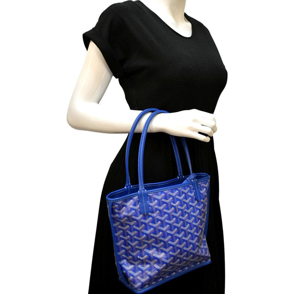GOYARD Anjou Mini Goyardine Canvas Shoulder Bag Blue
