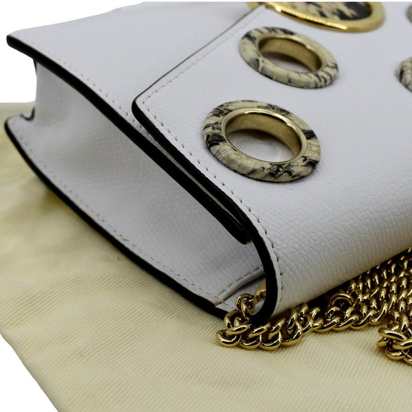 FENDI F Envelope Wallet on Chain Leather Crossbody Bag White