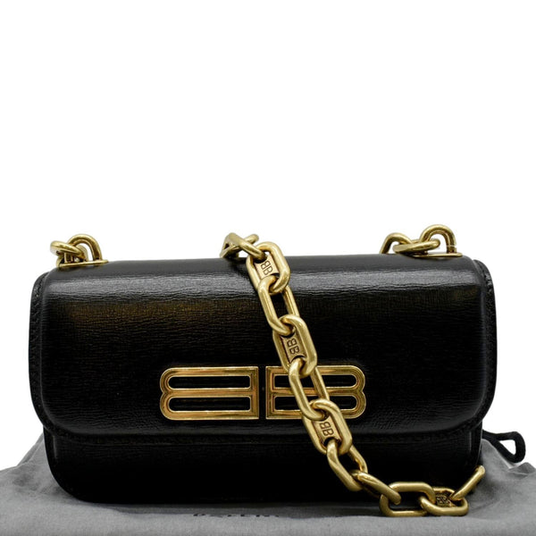 BALENCIAGA GOSSIP XS Chain Leather Shoulder Bag Black