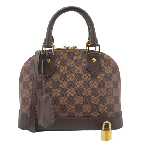 LOUIS VUITTON Alma BB Damier Ebene Satchel Shoulder Bag Brown