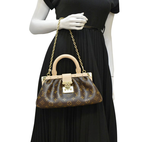 LOUIS VUITTON Monogram Canvas Clutch Shoulder Bag Brown