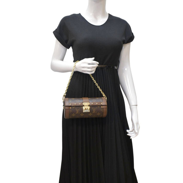 LOUIS VUITTON Papillon Trunk Monogram Canvas Satchel Bag Brown