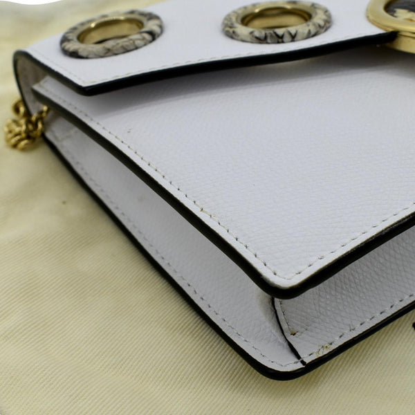 FENDI F Envelope Wallet on Chain Leather Crossbody Bag White