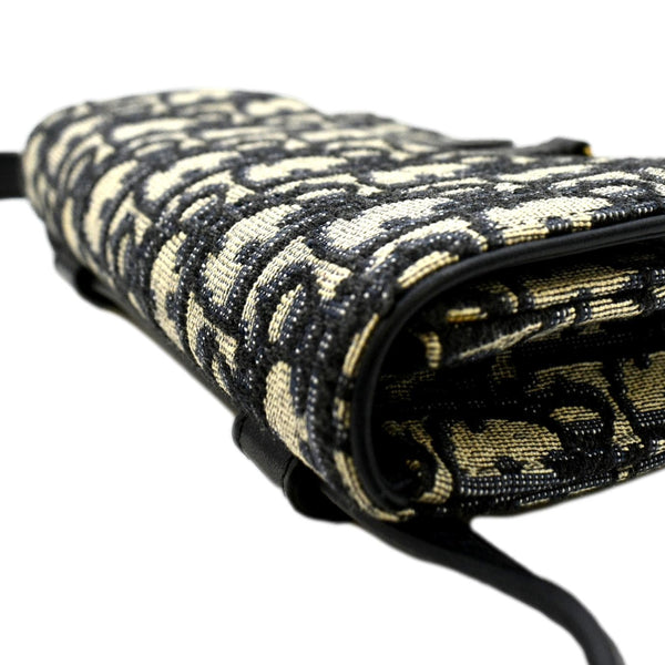 CHRISTIAN DIOR Saddle Oblique Canvas Belt Bag Navy Blue